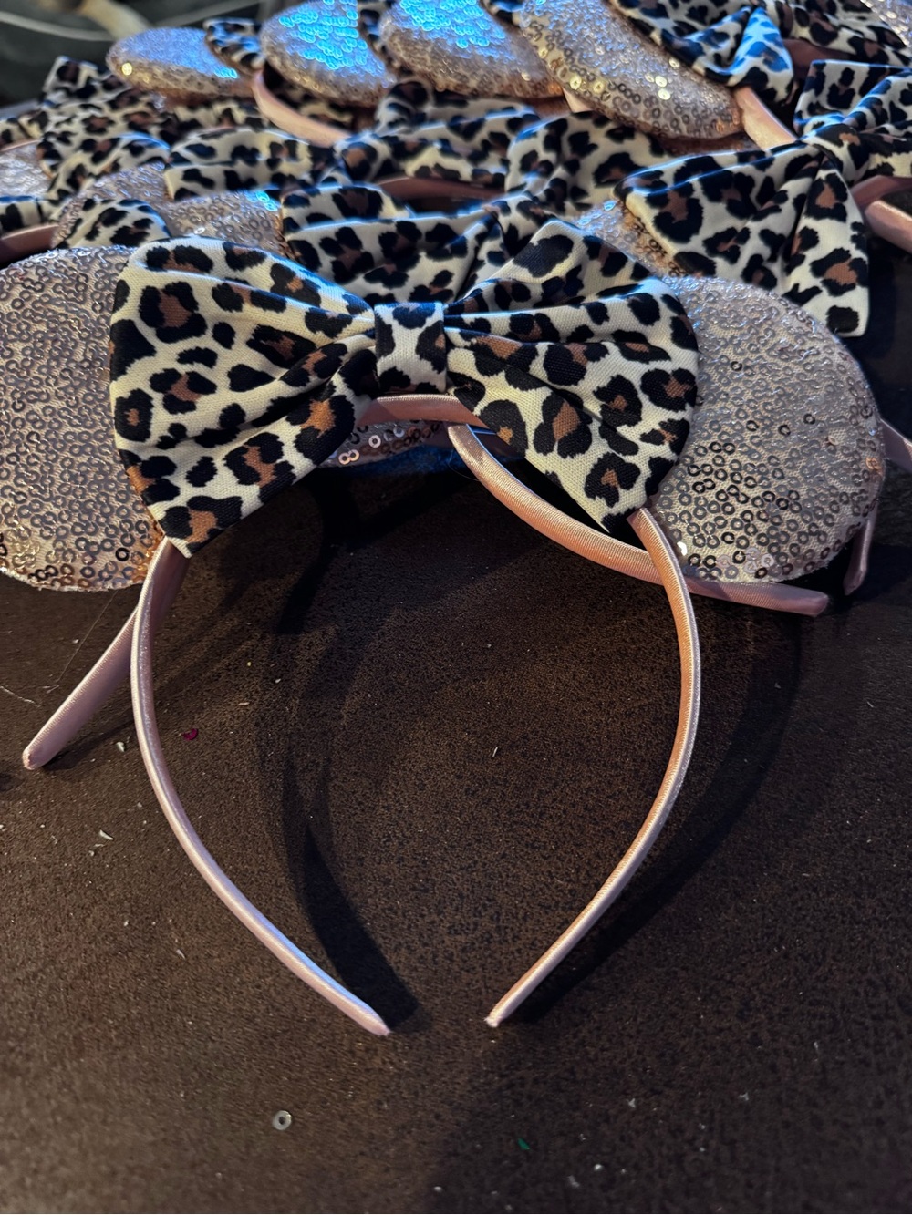 Bulk Lot of 13 Leopard Bow Rose Gold Sequins Minnie Ears- Wholesale pricing